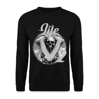 Conception du crâne de moto V-Twin - Sweat-shirt Unisexe - noir - Devant - Alina (178cm) & Michal (187cm)