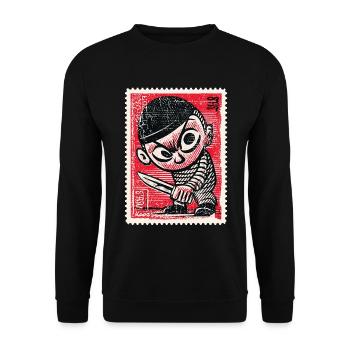 Bande dessinée gangster sur timbre-poste - Sweat-shirt Unisexe - noir - Devant - Alina (178cm) & Michal (187cm)