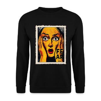 Pop art femme avec cri sur timbre-poste - Sweat-shirt Unisexe - noir - Devant - Alina (178cm) & Michal (187cm)