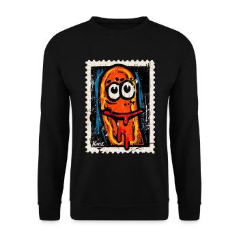 Saucisse de dessin animé folle avec de la bave de la bouche - Sweat-shirt Unisexe - noir - Devant - Alina (178cm) & Michal (187cm)