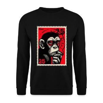 Cool monkey on postage stamp - Unisex Sweatshirt - black - Front - Alina (178cm) & Michal (187cm)