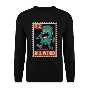 Komische Gurke als Briefmarke - Unisex Pullover - Schwarz - Vorne - Alina (178cm) & Michal (187cm)