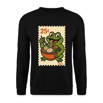 Grenouille heureuse avec des ramen sur timbre-poste - Sweat-shirt Unisexe - noir - Devant - Alina (178cm) & Michal (187cm)