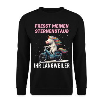 Einhorn Moped Tour - Unisex Pullover - Schwarz - Vorne - Alina (178cm) & Michal (187cm)