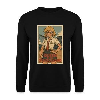 Königin des Schulhof mit Kampfgeist - Unisex Pullover - Schwarz - Vorne - Alina (178cm) & Michal (187cm)