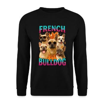 Französische Bulldogge - Unisex Pullover - Schwarz - Vorne - Alina (178cm) & Michal (187cm)