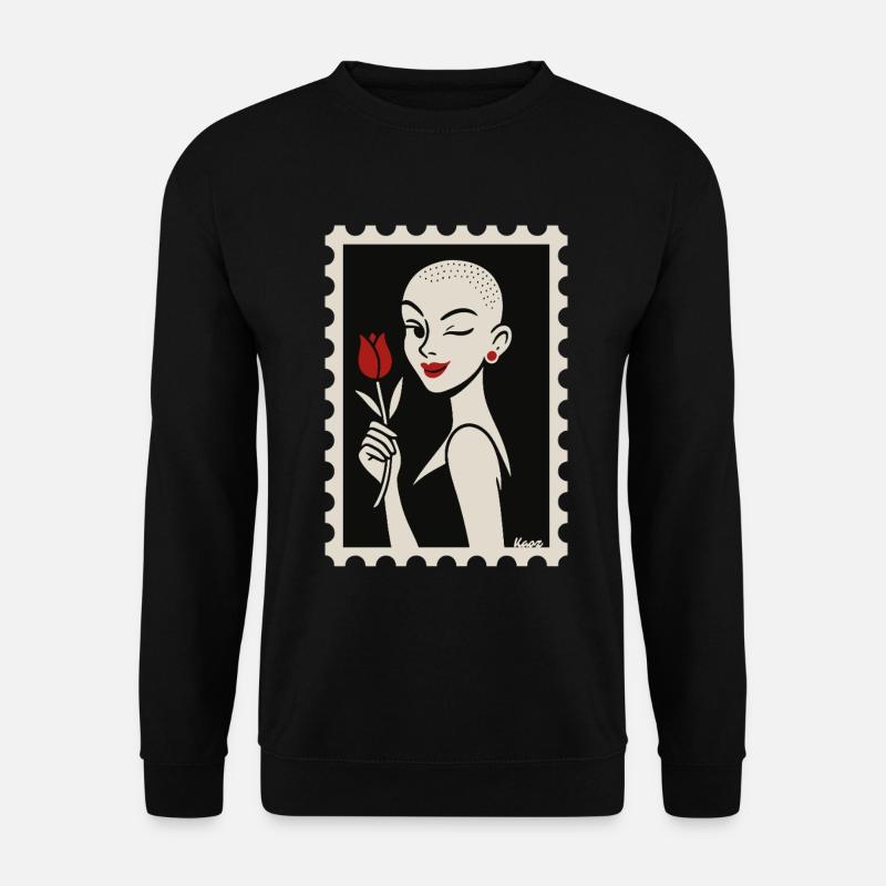 Buzzcut & Rose – ein Briefmarken-Flirt - Unisex Pullover - Schwarz