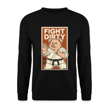 Karate Kampfschwein – Kämpfe schmutzig - Unisex Pullover - Schwarz - Vorne - Alina (178cm) & Michal (187cm)