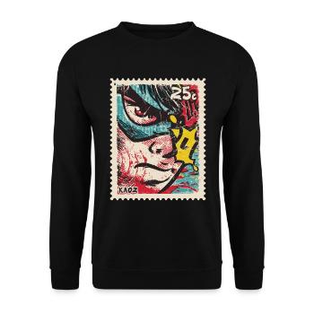 Héros de bande dessinée comme tampon rétro - Sweat-shirt Unisexe - noir - Devant - Alina (178cm) & Michal (187cm)