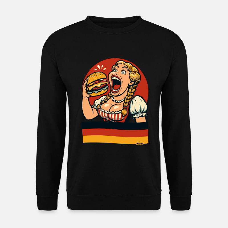 Dirndl woman eats giant burger - Unisex Sweatshirt - black