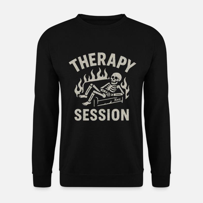 Therapiestunde Skelett – Alles brennt trotzdem - Unisex Pullover - Schwarz