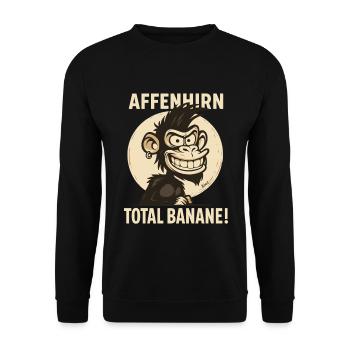 Monkey Brain – Total Banana Cartoon Monkey - Unisex Sweatshirt - black - Front - Alina (178cm) & Michal (187cm)