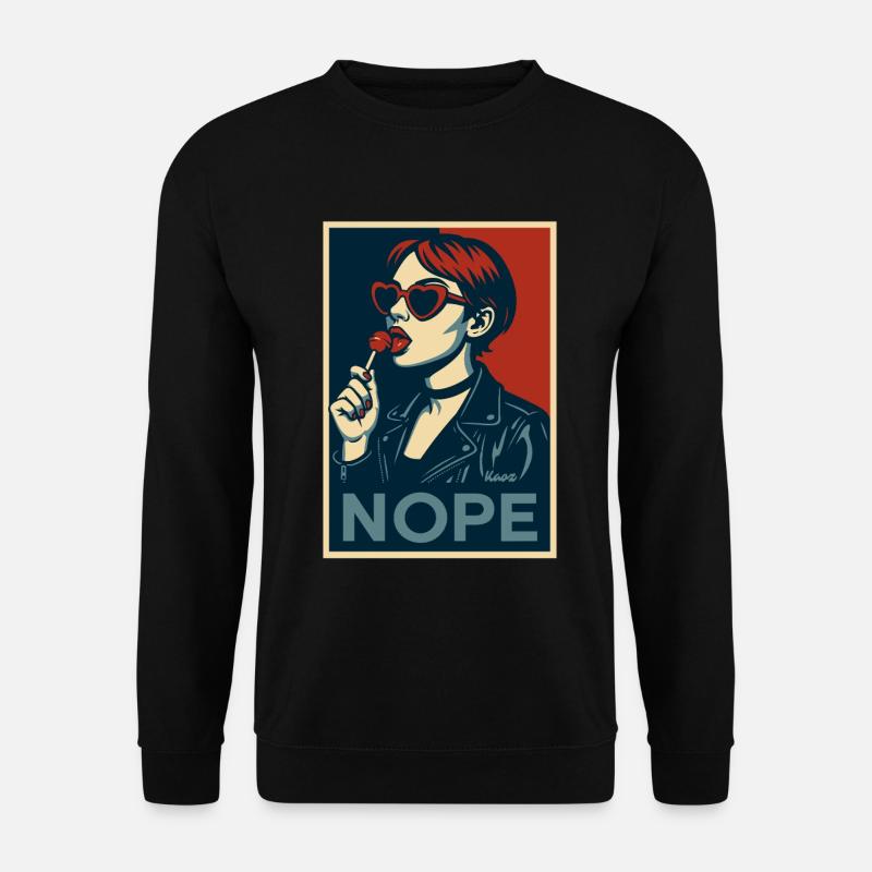 Retro Pop Art Girl – NOPE Statement Poster - Unisex Pullover - Schwarz
