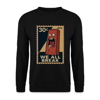 Emo-Ziegelstein – Briefmarke der Überforderung - Unisex Pullover - Schwarz - Vorne - Alina (178cm) & Michal (187cm)