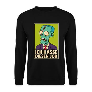 Zombie im Anzug hasst seinen Job - Unisex Pullover - Schwarz - Vorne - Alina (178cm) & Michal (187cm)