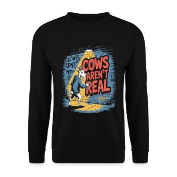 Goat with spray can and crazy cow saying - Unisex Sweatshirt - black - Front - Alina (178cm) & Michal (187cm)