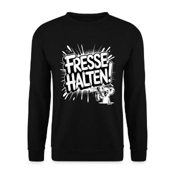 Lustiger Koala mit Fresse halten Spruch - Unisex Pullover - Schwarz - Vorne - Alina (178cm) & Michal (187cm)