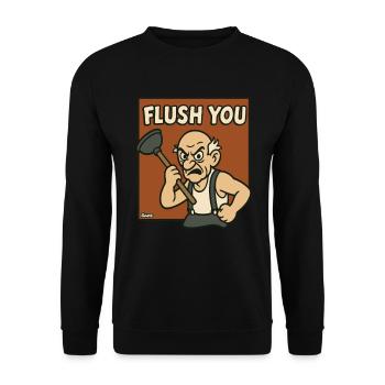 Wütender Opa mit Pömpel Comic Motiv - Unisex Pullover - Schwarz - Vorne - Alina (178cm) & Michal (187cm)
