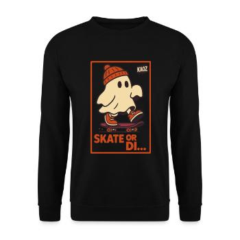 Ghost on Skateboard Skate or Die Motif - Unisex Sweatshirt - black - Front - Alina (178cm) & Michal (187cm)