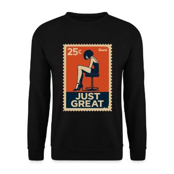 Thoughtful Woman on Stool Retro Look: Na Toll - Unisex Sweatshirt - black - Front - Alina (178cm) & Michal (187cm)
