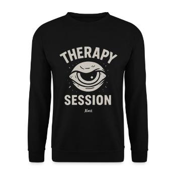Cartoon Eye with Lettering Therapy Session - Unisex Sweatshirt - black - Front - Alina (178cm) & Michal (187cm)