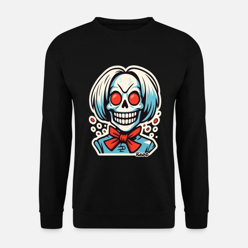 Grinsendes Skelett mit roter Schleife - Unisex Pullover - Schwarz
