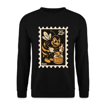 Comic bee with honey in a jar - Unisex Sweatshirt - black - Front - Alina (178cm) & Michal (187cm)