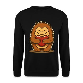 Cute fuzzy animal with a red heart - Unisex Sweatshirt - black - Front - Alina (178cm) & Michal (187cm)
