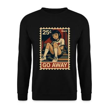 Comic Girl on Stairs Stamp, Go Away! - Unisex Sweatshirt - black - Front - Alina (178cm) & Michal (187cm)