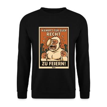 Yeti with cake on his face at a party - Unisex Sweatshirt - black - Front - Alina (178cm) & Michal (187cm)