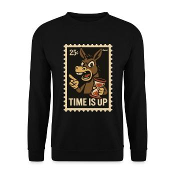 Donkey with hourglass on postcard - Unisex Sweatshirt - black - Front - Alina (178cm) & Michal (187cm)