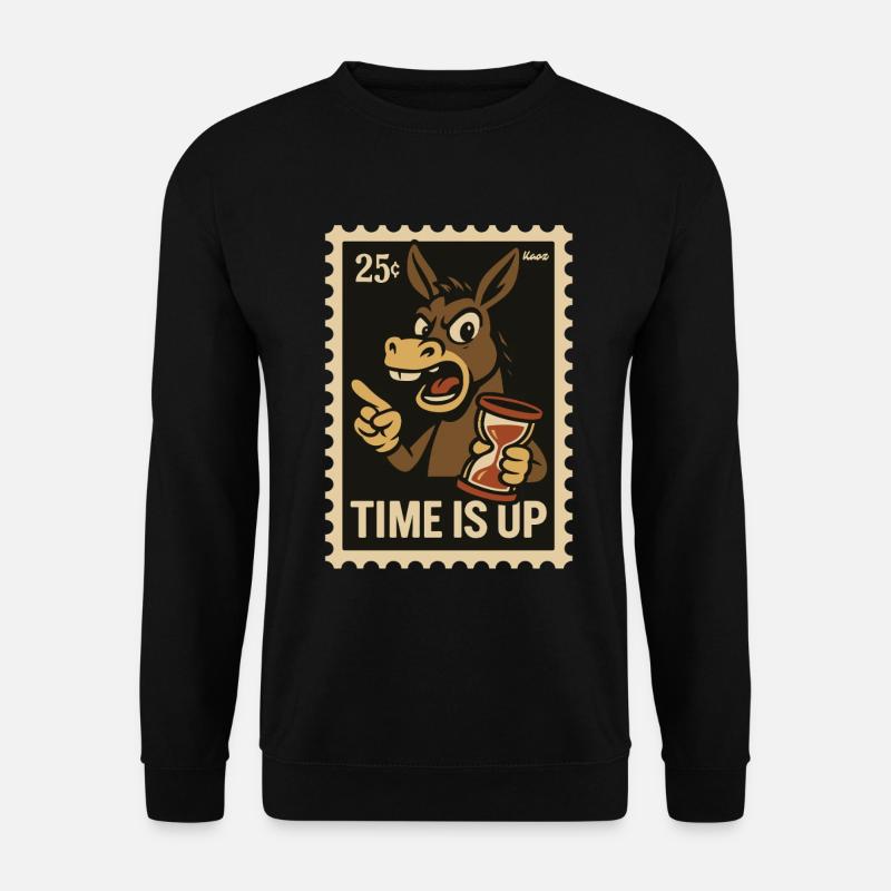Donkey with hourglass on postcard - Unisex Sweatshirt - black