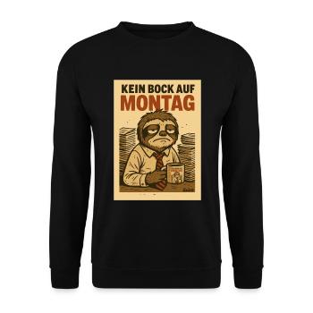 Paresseux de bureau fatigué avec café et lundi - Sweat-shirt Unisexe - noir - Devant - Alina (178cm) & Michal (187cm)