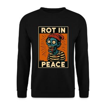 Zombie with cap and text "Rot in peace" - Unisex Sweatshirt - black - Front - Alina (178cm) & Michal (187cm)