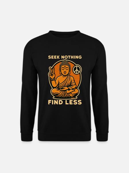 Buddha mit Peace-Zeichen und Spruch in Retro-Optik - Unisex Pullover - Schwarz