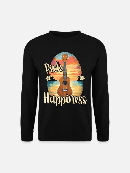 Pick Happiness! Ukulele Sunset - Unisex Pullover - Schwarz