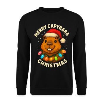 Capybara Weihnachten Weihnachtsmann Xmas - Unisex Pullover - Schwarz - Vorne - Alina (178cm) & Michal (187cm)