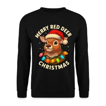 Hirsch Weihnachten Jäger Geschenk Rotwild - Unisex Pullover - Schwarz - Vorne - Alina (178cm) & Michal (187cm)