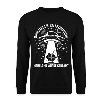 Enlèvement officiel État OVNI Officiel Mon salaire - Sweat-shirt Unisexe - noir - Devant - Alina (178cm) & Michal (187cm)