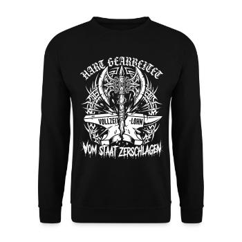 Hart Gearbeitet, Lohn Vom Staat Zerschlagen - Unisex Pullover - Schwarz - Vorne - Alina (178cm) & Michal (187cm)