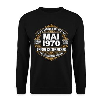 May 1970  - Sweat-shirt Unisexe - noir - Devant - Alina (178cm) & Michal (187cm)