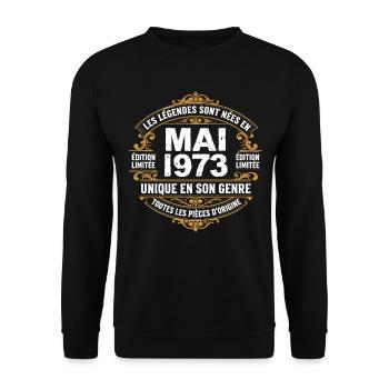 May 1973  - Sweat-shirt Unisexe - noir - Devant - Alina (178cm) & Michal (187cm)