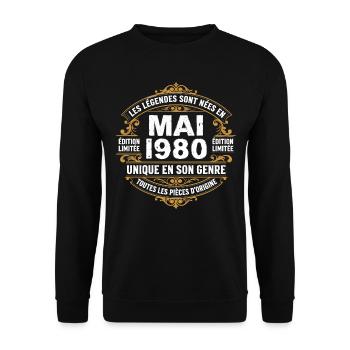 May 1980  - Sweat-shirt Unisexe - noir - Devant - Alina (178cm) & Michal (187cm)