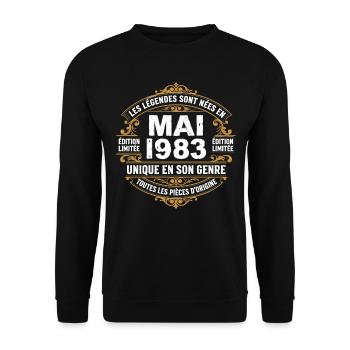 May 1983  - Sweat-shirt Unisexe - noir - Devant - Alina (178cm) & Michal (187cm)