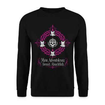 Adventskranz brennt absichtlich — Gothmas - Unisex Pullover - Schwarz - Vorne - Alina (178cm) & Michal (187cm)