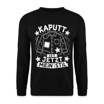 Stolzer Flicken statt Wegwerfen - Unisex Pullover - Schwarz - Vorne - Alina (178cm) & Michal (187cm)