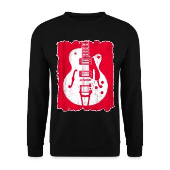 Graffiti-Gitarren-Silhouette - Unisex Pullover - Schwarz - Vorne - Alina (178cm) & Michal (187cm)