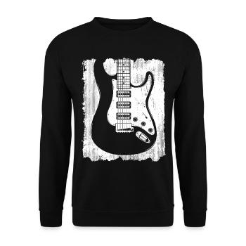 Graffiti-Gitarren-Silhouette - Unisex Pullover - Schwarz - Vorne - Alina (178cm) & Michal (187cm)