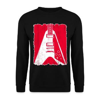 Graffiti-Gitarren-Silhouette - Unisex Pullover - Schwarz - Vorne - Alina (178cm) & Michal (187cm)