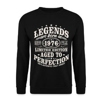 1976 Jahrgang Vintage Geburtstag Geschenk Retro - Unisex Pullover - Schwarz - Vorne - Alina (178cm) & Michal (187cm)